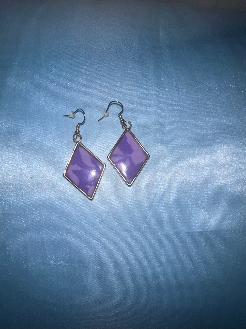 Purple Diamond Drop Earrings